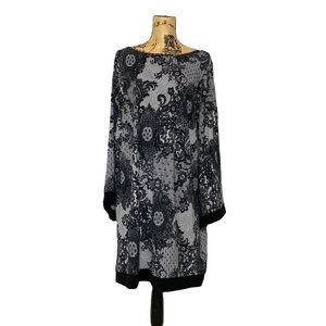 NWT Black Floral Boho Plus Size Sheath Dress 2X